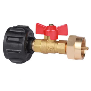 Robinet à bille en laiton QCC1, connecteur de gaz à filetage 3/8 po avec poignée rouge pour réservoir de propane - Product Image 1
