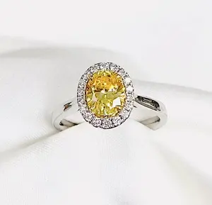 1.05ct Carat Oval High-clarity CVD Customizable Yellow Diamonds Diamond Ring