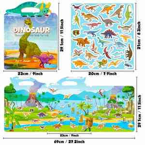 Children Quiet Focus <b>Training</b> Dinosaur Jelly Sticker <b>Book</b> Craft Activities Reusable Stickers for Toddlers Ages 3 and up - Product Image 4