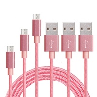 Kabel Data Pengisian Daya USB Micro 3A 60W Nylon Braided 3ft 6ft 10ft Grosir Pabrik untuk Android