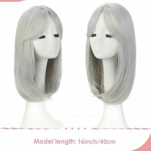Venta al por mayor: Topper <span class=keywords><strong>de</strong></span> cabello sintético <span class=keywords><strong>de</strong></span> 16 pulgadas para mujer, <span class=keywords><strong>con</strong></span> flequillo <span class=keywords><strong>natural</strong></span>, postizo invisible para cabello fino - Product Image 4