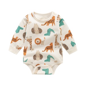 Combinaison bébé unisexe à manches longues, imprimé chien, double face, en pur coton, à épaules ouvertes, pour l'automne, style pull triangulaire pour ramper - Product Image 5
