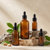 Flacon compte-gouttes en verre à fond épais avec logo personnalisé, 5ml/10ml/15ml/20ml/30ml/50ml/60ml/100ml, marron, pour sérum et huiles essentielles