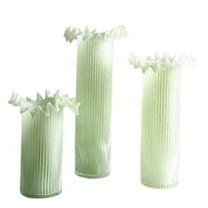 Juego de florero de cristal con rayas verticales de color caramelo minimalista moderno Arreglo de flores hidropónicas de mesa - Product Image 5