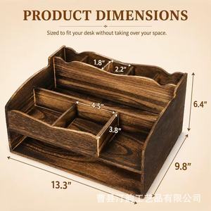 Boîte de rangement en bois pour l'exportation, boîte à cosmétiques en bois, boîte de rangement multi-compartiments pour papeterie et documents, rangement en bois massif - Product Image 4
