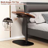 Table d'appoint en forme de C à hauteur réglable, pivotante à 360°, avec plateau rabattable, table d'appoint mobile, table de chevet coulissante, table basse pour canapé