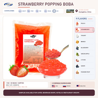 Gratis proefpakket 9 smaken fruitige popping boba 1kg zak, alleen voor commerciële kopers