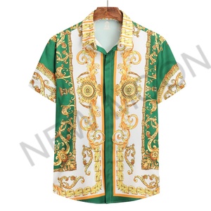 เสื้อเชิ้ตผู้ชายลายพิมพ์เรขาคณิตสไตล์ฮาวายแบบใหม่ แขนสั้น ติดกระดุม แฟชั่นลำลอง เหมาะสำหรับใส่ไปชายหาด - Product Image 2