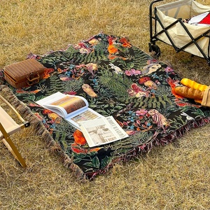 Thấp Moq Tùy Chỉnh Phim Hoạt Hình Mô Hình Jacquard Chăn Vibrant Động Vật Nghệ Thuật Dệt Chăn Với Hoa Và Vui vẻ Nhà Máy Thiết Kế - Product Image 4