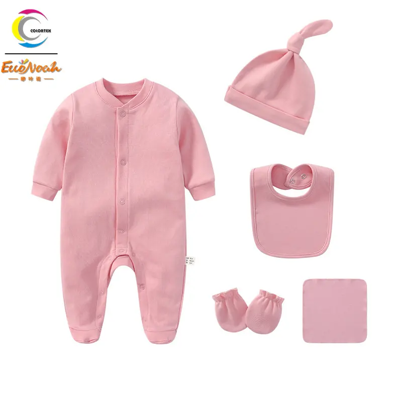 6 pcs/pack plain color newborn baby clothes set gift set 100% cotton baby romper set