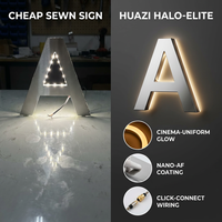 Enseigne personnalisée rétroéclairée en acier inoxydable |   Lettres en métal 3D éclairées par halo LED |   Signalétique commerciale en or miroir anti-traces de doigts