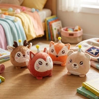 Peluche Kawaii Renard Orange, Jouet en Peluche Rond Doux, Animal en Peluche Écologique en Polaire, Coussin Mochi en Coton PP, Cadeau pour Enfants, Décoration Maison