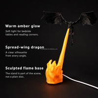 Lampe de lecture Dragon Flamme en plastique imprimé en 3D, décoration de coin de lecture Dragon cracheur de feu