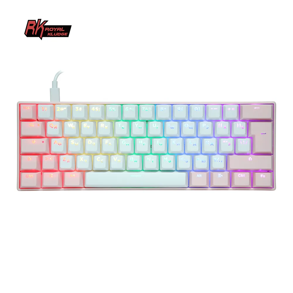 Amazon Top Seller 60% computer gaming keyboard custom pink russian language transparent keycaps keyboard RGB mechanical keyboard