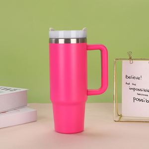 Gobelet de voyage isotherme H2.0 avec poignée, 30 oz, double paroi, couvercle, paille, antidérapant, couleur personnalisée OEM - Product Image 2