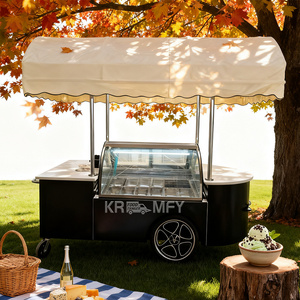 OEM Commercial Mini Frozen Display Electric Fiberglass Food Trailer Gelato Beach Freezer Hand Cart <b>Push</b> Carts for Ice Cream - Product Image 4