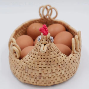 Cesta Artesanal de Jacinto de Agua para Huevos, Contenedor de Almacenamiento de Huevos Tejido Natural, Cesta Decorativa Única con Forma de Animal para Cocina Rústica - Product Image 6