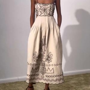 เดรสยาวทรงสลิปแบบเว้าหลังสำหรับผู้หญิงปี 2025 ดีไซน์หรูหรา พิมพ์ลายดอกไม้ แต่งระบาย  แบบสั่งทำได้ - Product Image 4