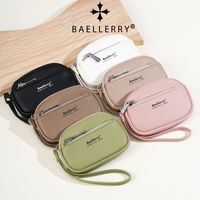 Dompet Wanita Baellerry Fashion Tekstur Kulit Leci Resleting Ganda Mini Penyimpanan Koin Bergaya Simpel