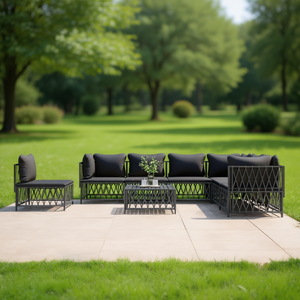 Set Lounge da Giardino Antracite con Struttura in Metallo, Resistente alle Intemperie, Arredamento da Esterno 6 Posti, Design Contemporaneo - Product Image 2
