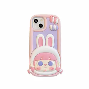 2023糖果兔子女孩Tpu硅胶防震手机套，带卡通风格，适用于Iphone 11 12 13 14 Pro Pro Max
