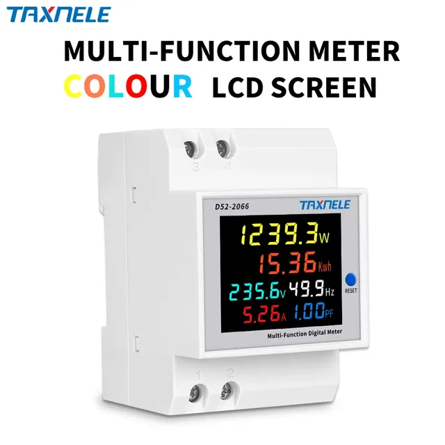 AC Monitor 110V 220V 380V 100A Digital Color LCD Voltage Current Power Factor Active KWH Electric Energy Frequency Meter