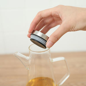 Distributeur d'huile en verre borosilicate avec bec anti-goutte et échelle graduée, couvercle en acier inoxydable pour cuisine, distributeur de <span class=keywords><strong>vinaigre</strong></span> - Product Image 3