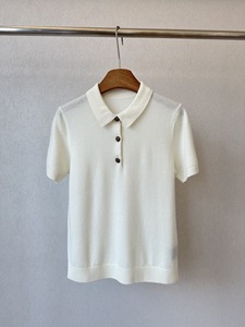 Suéter de Cachemira con Cuello y Hebilla Metálica, Tejido de Punto, Color Sólido, Corte Ajustado, Manga Corta para Mujer, Estilo Casual - Product Image 6