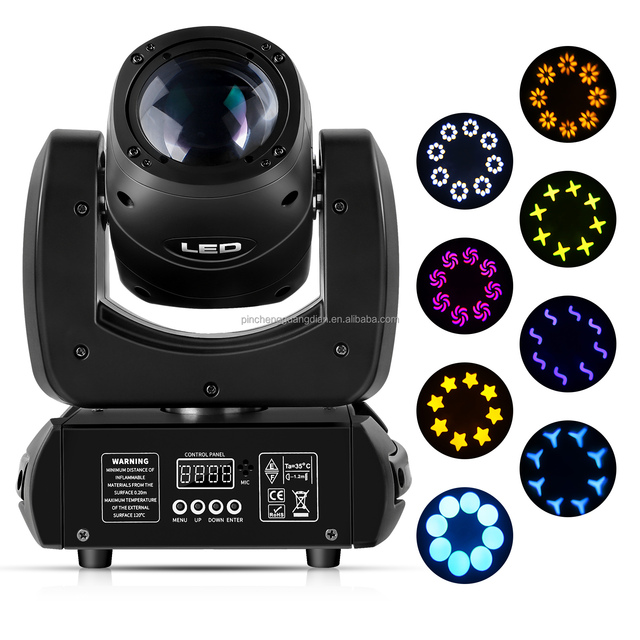 8 Prism 100W Beam Moving Head Light Mini Steel Gun LED Gobo Light Rotating Seven-color bar bar Stage Lights