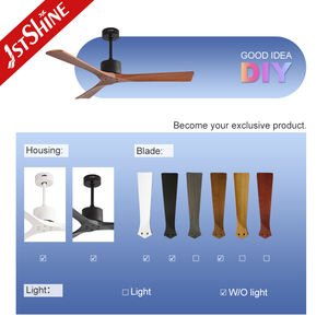 Ventilador de techo 1stshine Aspas de madera maciza 52 pulgadas Motor de CC de ahorro de energía Ventilador de techo <span class=keywords><strong>sin</strong></span> luz con control inteligente - Product Image 4