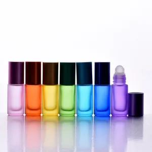 Frost 5ml renkli rulo şişeler üzerinde kozmetik rulo parfüm şişesi vücut için uçucu yağ parfüm