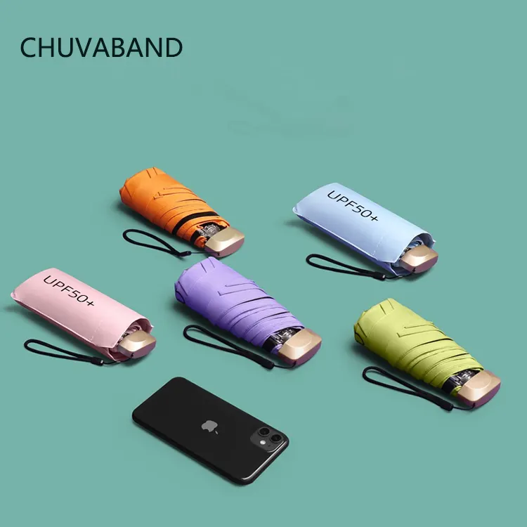 CHUVABAND Payung Lipat Ultra Ringan, Payung Lipat Mini UV Ultra Ringan 21 Inci 6K 5 Inci