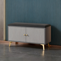 Banc à chaussures en cuir moderne de luxe léger pour entrée, avec rangement et siège, tabouret de changement de chaussures pour la maison