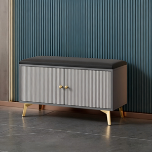 Banc à chaussures en cuir moderne <span class=keywords><strong>de</strong></span> luxe léger pour entrée, avec rangement et siège, <span class=keywords><strong>tabouret</strong></span> <span class=keywords><strong>de</strong></span> changement <span class=keywords><strong>de</strong></span> chaussures pour la maison - Product Image 2