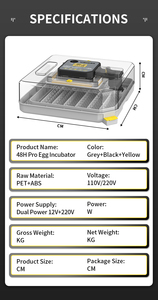 WONEGG NUEVO Incubador de Huevos de Pollo, Codorniz y <span class=keywords><strong>Pato</strong></span> de 48 Huevos, Incubadoras Solares Pequeñas Automáticas - Product Image 6