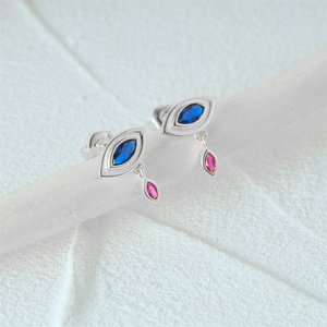 CANNER S925 <b>Sterling</b> <b>Silver</b> <b>Stud</b> <b>Earrings</b> 18K Gold Plated Color Stone Eye Drop <b>Earrings</b> with 5A Zircon 2024 <b>Earrings</b> Wholesale - Product Image 4