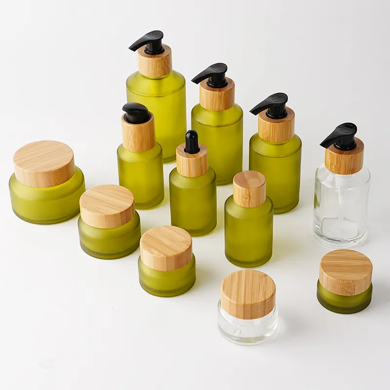 empty bamboo cosmetic container set bottles and jars skincare bamboo cosmetic containers glass dropper bottle pump bottle