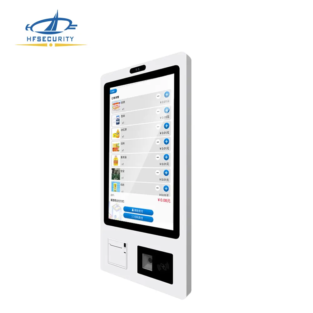 Hfsecurity nhà hàng bệnh viện khách sạn tự phục vụ kiosk với mã vạch 1D QR PDF417 NFC 58 Mét 80 mét máy in