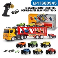 Camion de transport RC EPT 6CH, véhicule d'ingénierie, grand ensemble de véhicules de construction, remorque à double étage avec 6 voitures pour enfants