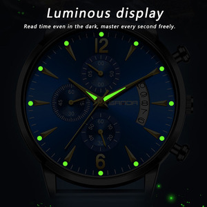 Reloj de Pulsera de Cuarzo Cronógrafo de Moda para Hombre Sanda 1165, 3 Esferas 6 Agujas, Esfera Luminosa Resistente al Agua, Reloj Casual para Uso Diario - Product Image 5