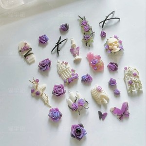 Molde de Silicona Transparente 3D Estilo Gótico Y2K para Decoración de Uñas, Diseño de Relieve de Mariposa, Rosa, <span class=keywords><strong>Calavera</strong></span> y Espinas, Herramienta de <span class=keywords><strong>Plantilla</strong></span> Transparente para Manicura DIY - Product Image 3