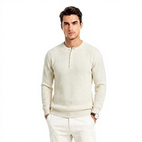 Nouveau pull en tricot pour homme, col boutonné, couleur unie, chaud, respirant, extensible, look classique Old Money, manches longues