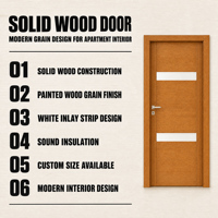 Porte intérieure moderne insonorisée en bois massif avec bande d'encadrement blanche et finition peinte à grain de bois pour maison, appartement, chambre à coucher, projet