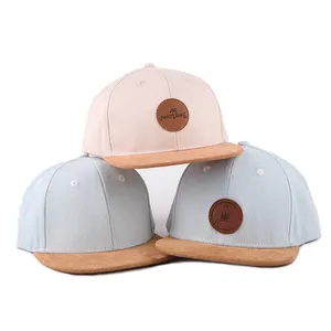 Custom Infant Baby Children Snapback Hat Plain Hip Hop Kids Snapback Cap With Leather Label
