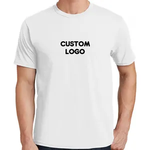 Maglietta in cotone bianco con Logo personalizzato 180gsm maglietta tinta unita da uomo all'ingrosso di taglia americana maglietta in cotone 100% tinta unita