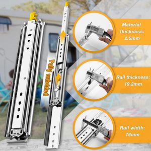 SNEIDA 12/60 인치 산업용 헤비 듀티 풀 익스텐션 자동 잠금 볼 베어링 레일 500lbs 상업용 가구용 하중 - Product Image 2