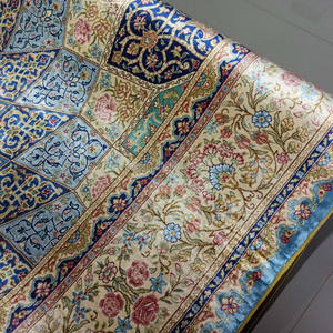 6x9 Qum estilo medallón diseño azul oro anudado a mano alfombras persas seda hecha a mano para árabe Dubai UAE - Product Image 2