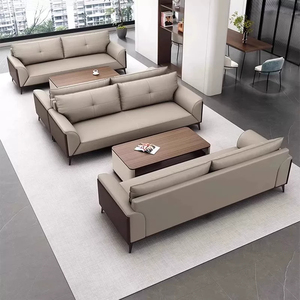 Conjunto <span class=keywords><strong>de</strong></span> Mesa <span class=keywords><strong>de</strong></span> Centro y Sofá <span class=keywords><strong>de</strong></span> <span class=keywords><strong>Oficina</strong></span> Moderno y Minimalista con Estructura <span class=keywords><strong>de</strong></span> Madera, Cubierta <span class=keywords><strong>de</strong></span> Cuero PU y Esponja <span class=keywords><strong>de</strong></span> Alta Densidad para Área <span class=keywords><strong>de</strong></span> Descanso <span class=keywords><strong>de</strong></span> Invitados en Empresas - Product Image 5