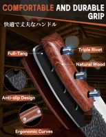 Ensemble de couteaux Viking 3 pièces, couteau de boucher japonais forgé à la main, manche en bois, acier à haute teneur en carbone, cadeau pour le camping et le barbecue pour hommes