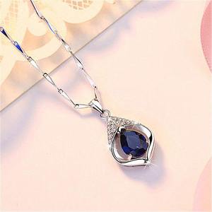 Collana con ciondolo a forma di angelo in zircone blu reale per donna, gioiello alla moda con catena a clavicola, idea regalo - Product Image 2